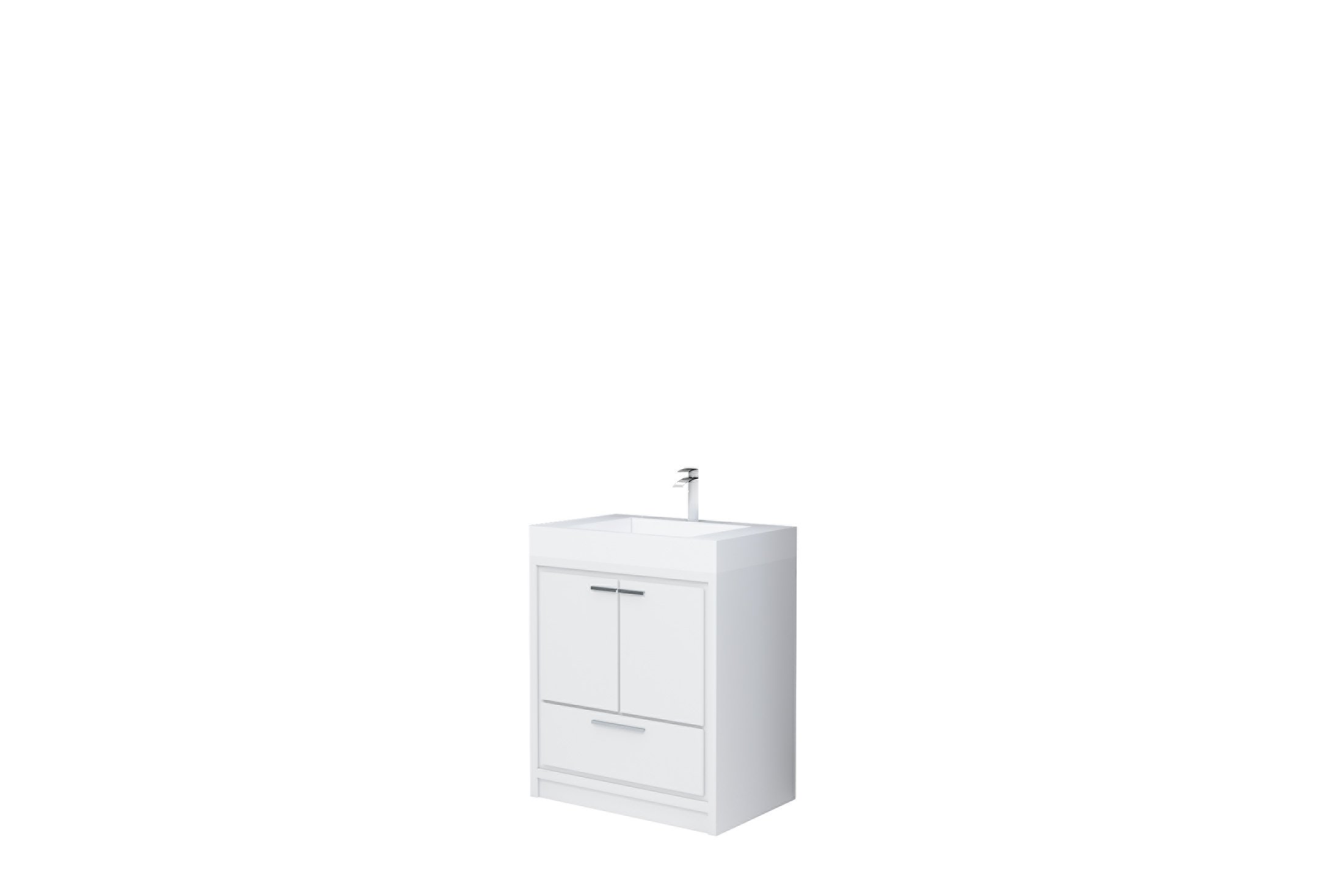 AURA 30″ Freestanding White Color with Solid Surface Top