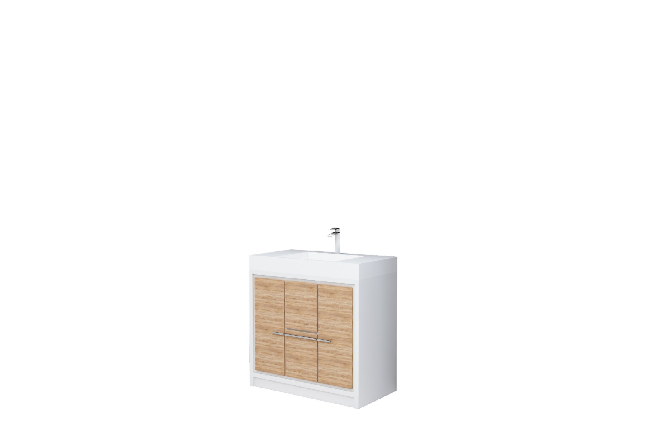 AURA 36″ Freestanding Sonoma White Color with Solid Surface Top