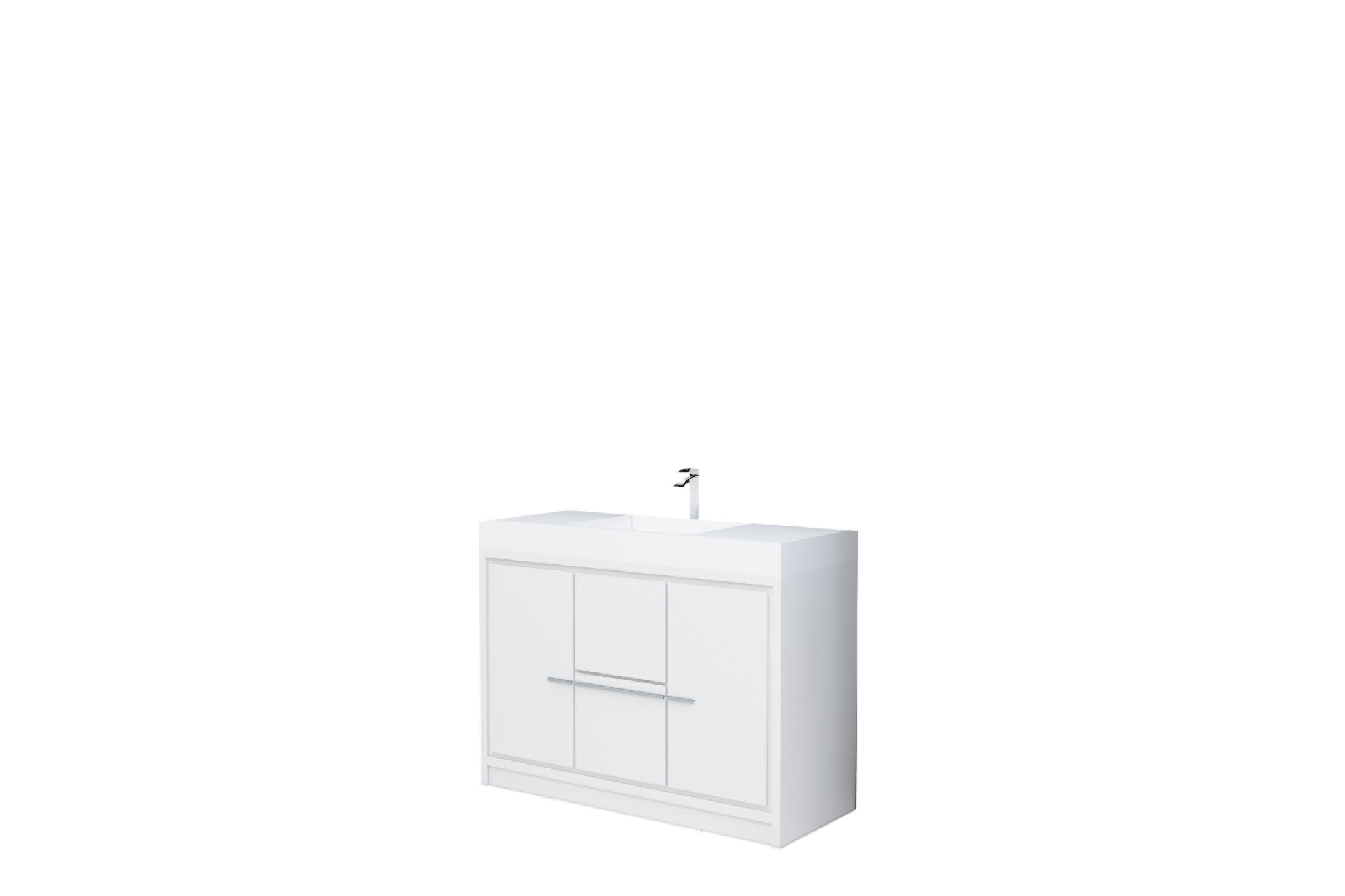 AURA 48″ Freestanding White Color with Solid Surface Top