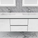 Queen 60" Anthracite White Wall Mount Double Sink Modern Bathroom Vanity