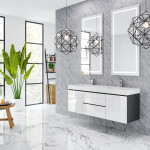 Queen 60" Anthracite White Wall Mount Double Sink Modern Bathroom Vanity