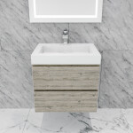 Queen 24" Full Rustic Gray Wall Mount Single Sink Modern Bathroom Vanity