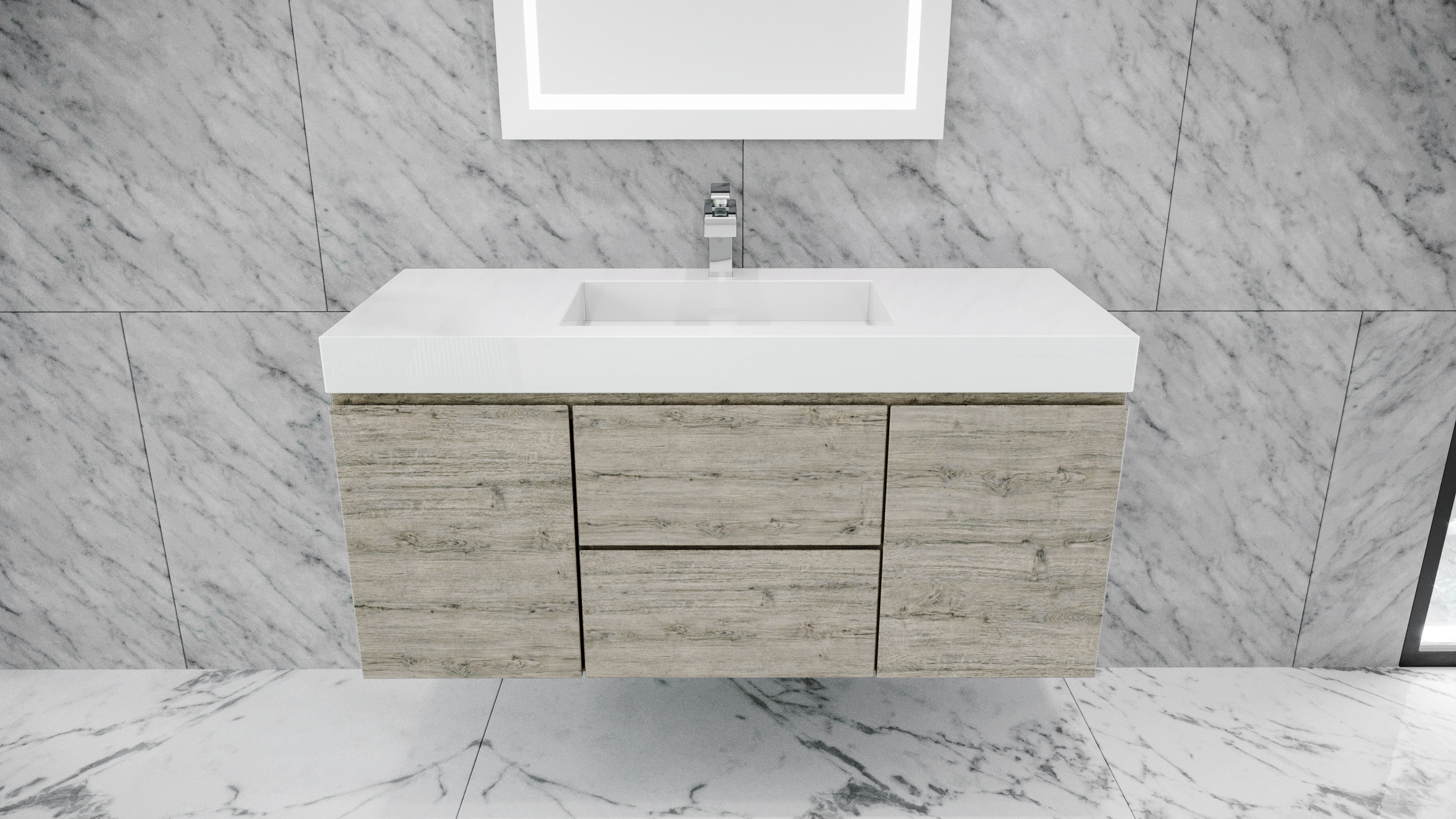 Queen 48" Full Rustic Gray Wall Mount Single Sink Modern Bathroom Vanity