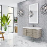 Queen 48" Full Rustic Gray Wall Mount Single Sink Modern Bathroom Vanity