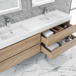 Queen 72" Full Sonoma Wall Mount Double Sink Modern Bathroom Vanity