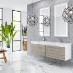 Queen 72" Rustic Gray White Wall Mount Double Sink Modern Bathroom Vanity