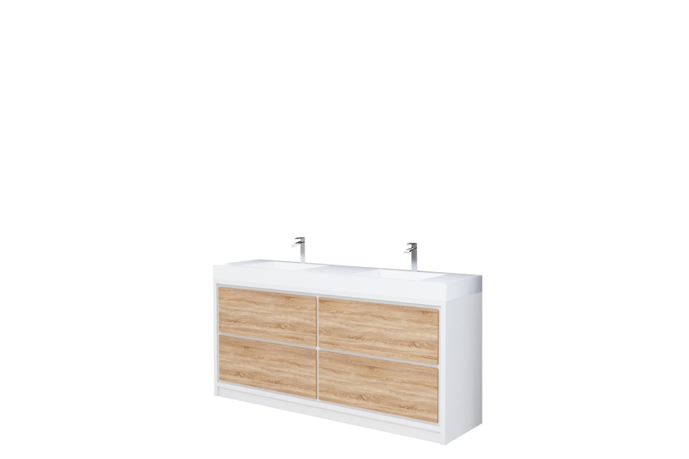 AURA 72″ Freestanding Sonoma White Color with Solid Surface Top