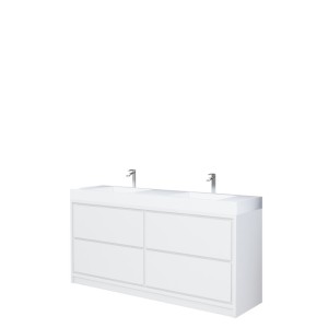 AURA 72″ Freestanding White Color with Solid Surface Top