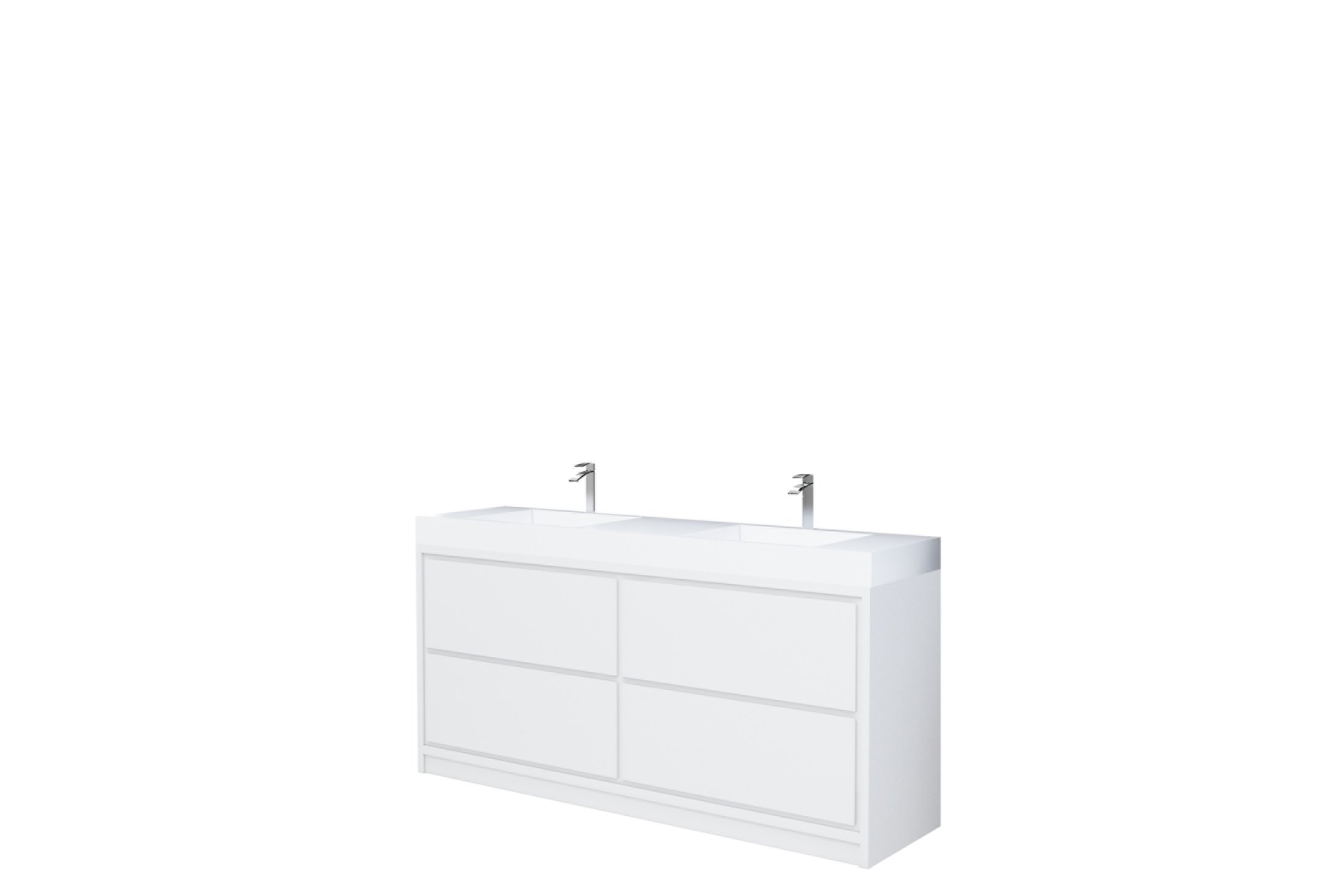 AURA 72″ Freestanding White Color with Solid Surface Top