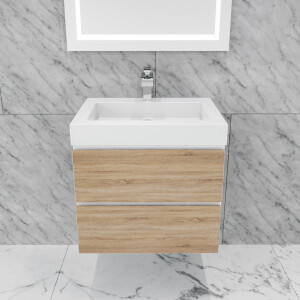 Queen 24" Sonoma White Wall Mount Single Sink Modern Bathroom Vanity
