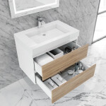 Queen 30" Sonoma White Wall Mount Single Sink Modern Bathroom Vanity