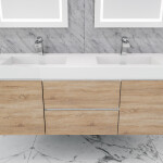 Queen 60" Sonoma White Wall Mount Double Sink Modern Bathroom Vanity