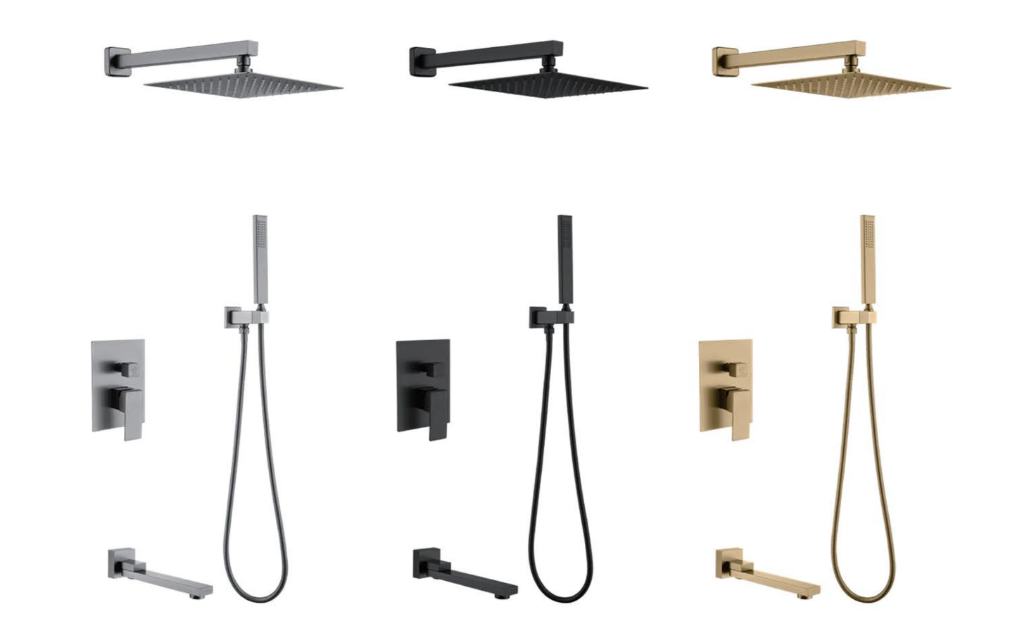 Shower Set Square Brushed Gold