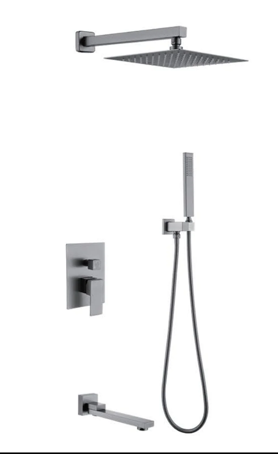 Shower Set Square Brushed Nickel