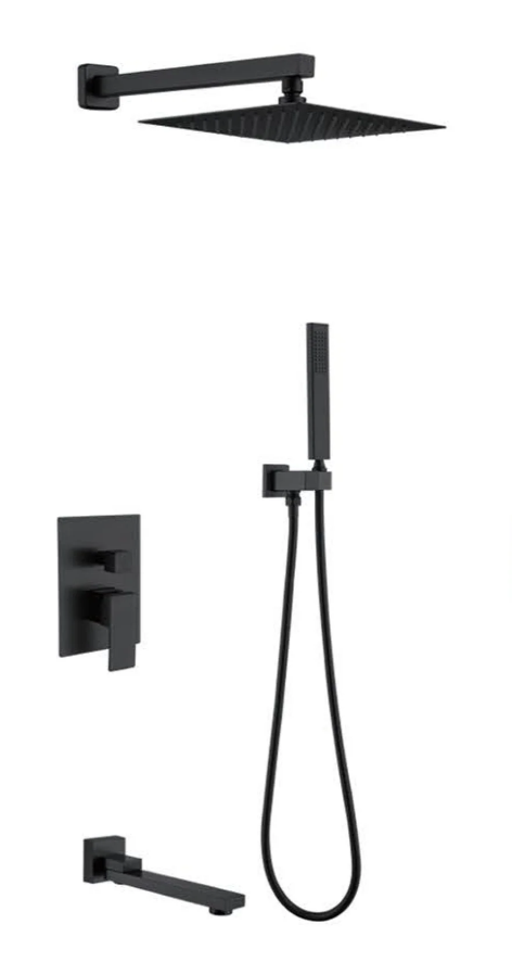 Shower Set Square Matte Black