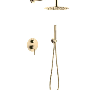 Shower Set Round Brushed Gold