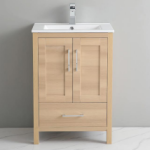 24" Vanity Freestanding with two doors and  one drawer. White Matte Finish