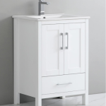 24" Vanity Freestanding with two doors and  one drawer. White Matte Finish