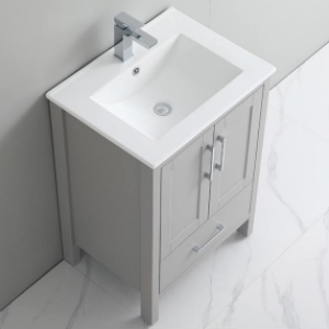 24" Vanity Freestanding with two doors and  one drawer. Light Gray Color