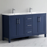 60" Vanity Freestanding with four doors and three drawers, NavyBlue color