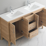 60" Vanity Freestanding with four doors and three drawers, NavyBlue color