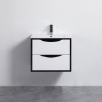 24" Wall Mount Vanity, Black & White