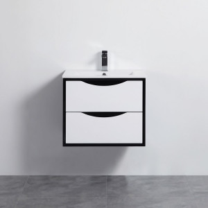 24" Wall Mount Vanity, Black & White