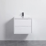 24" Wall Mount Vanity, Glossy White