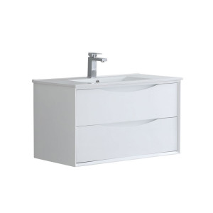 30" Wall Mount Vanity Glossy White