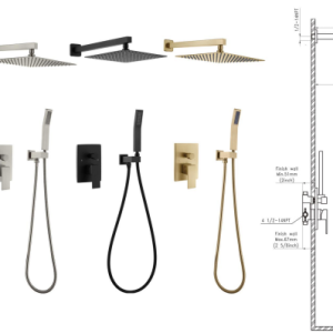Shower Set Square Polished Chrome