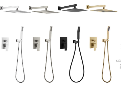 Shower Set Square Polished Chrome