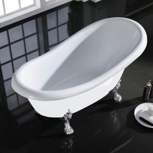 Freestanding Acrylic Glossy Tub with chrome legs