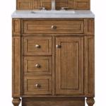 Bristol 30IN Single Vanity Saddle Brown w/ 3 CM Eternal Jasmine Pearl Silestone Top