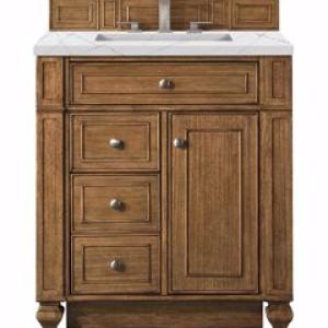 Bristol 30IN Single Vanity Saddle Brown w/ 3 CM Ethereal Noctis Silestone Top