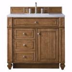 Bristol 36IN Single Vanity Saddle Brown w/ 3 CM Carrara Marble Top