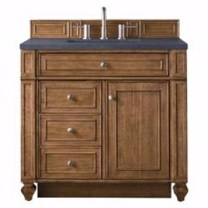 Bristol 36IN Single Vanity Saddle Brown w/ 3 CM Charcoal Soapstone Silestone Top