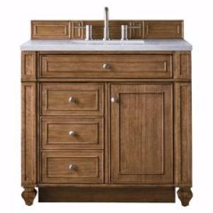 Bristol 36IN Single Vanity Saddle Brown w/ 3 CM Eternal Jasmine Pearl Silestone Top