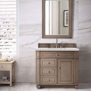 Bristol 36IN Single Vanity Whitewashed Walnut w/ 3 CM Eternal Jasmine Pearl Silestone Top