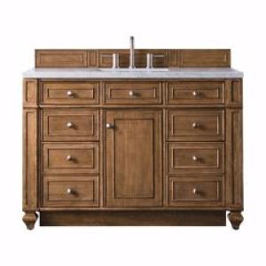 Bristol 48IN Single Vanity Saddle Brown w/ 3 CM Eternal Jasmine Pearl Silestone Top