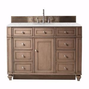 Bristol 48IN Single Vanity Whitewashed Walnut w/ 3 CM Eternal Jasmine Pearl Silestone Top