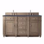 Bristol 60IN Double Vanity Whitewashed Walnut w/ 3 CM Charcoal Soapstone Silestone Top