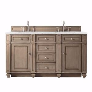 Bristol 60IN Double Vanity Whitewashed Walnut w/ 3 CM Eternal Jasmine Pearl Silestone Top