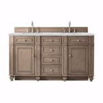Bristol 60IN Double Vanity Whitewashed Walnut w/ 3 CM Ethereal Noctis Silestone Top