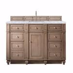 Bristol 60IN Single Vanity Whitewashed Walnut w/ 3 CM Carrara Marble Top