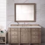 Bristol 60IN Single Vanity Whitewashed Walnut w/ 3 CM Eternal Jasmine Pearl Silestone Top