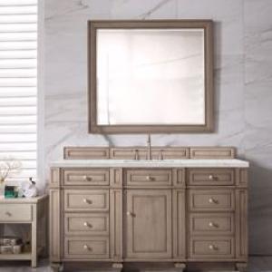 Bristol 60IN Single Vanity Whitewashed Walnut w/ 3 CM Eternal Jasmine Pearl Silestone Top