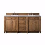 Bristol 72IN Double Vanity Saddle Brown w/ 3 CM Carrara Marble Top