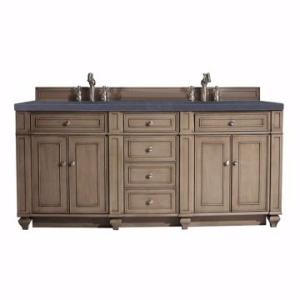 Bristol 72IN Double Vanity Whitewashed Walnut w/ 3 CM Charcoal Soapstone Silestone Top
