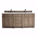 Bristol 72IN Double Vanity Whitewashed Walnut w/ 3 CM Eternal Jasmine Pearl Silestone Top