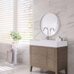 Linear 36IN Single Vanity Whitewashed Walnut w/ Glossy White Composite Stone Top